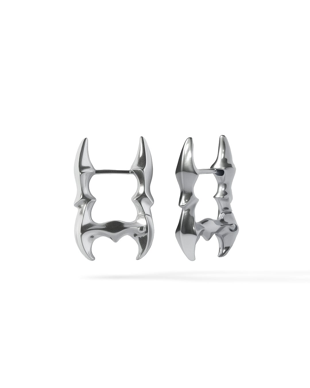 Obscure Spine - Frame Edition earrings – rectangular sculptural silver earrings in solid 925 sterling silver with polished modern finish.